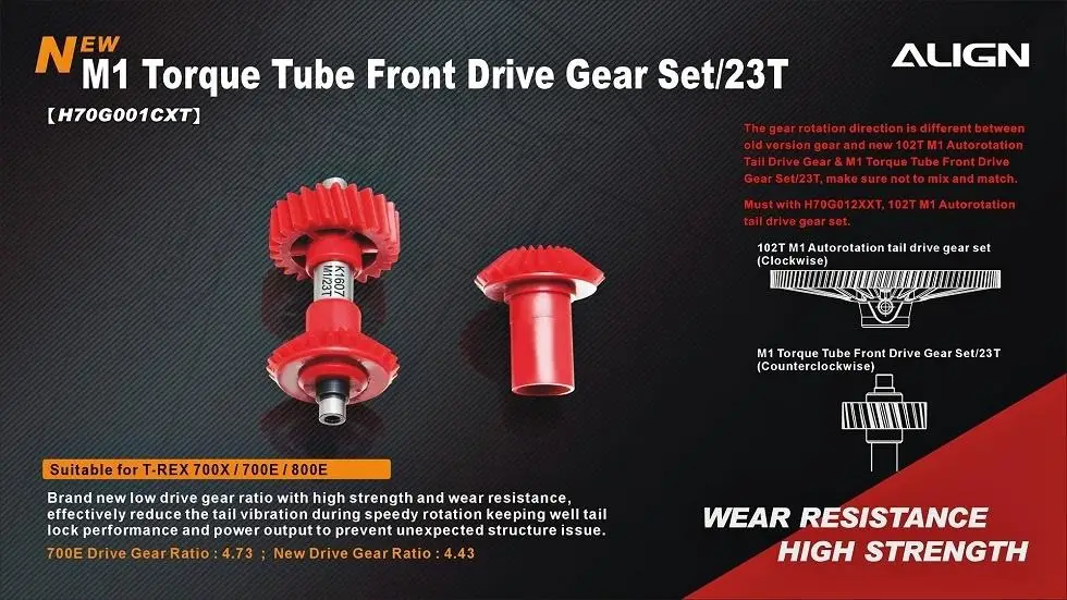 M1 Torque Tube Front Drive Gear Set T-REX 700X 700E 800E