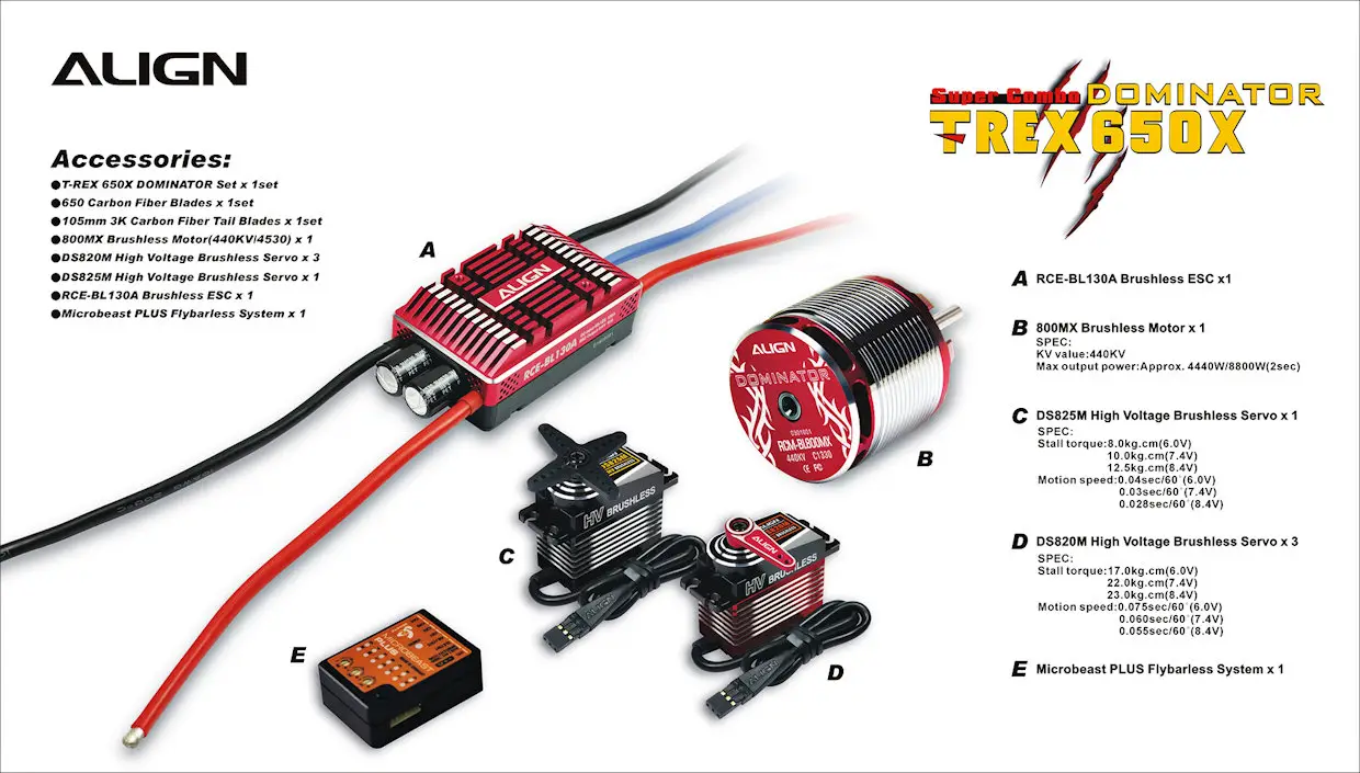 T-REX 650X Dominator Super Combo 12S with electronics RH65E01XW
